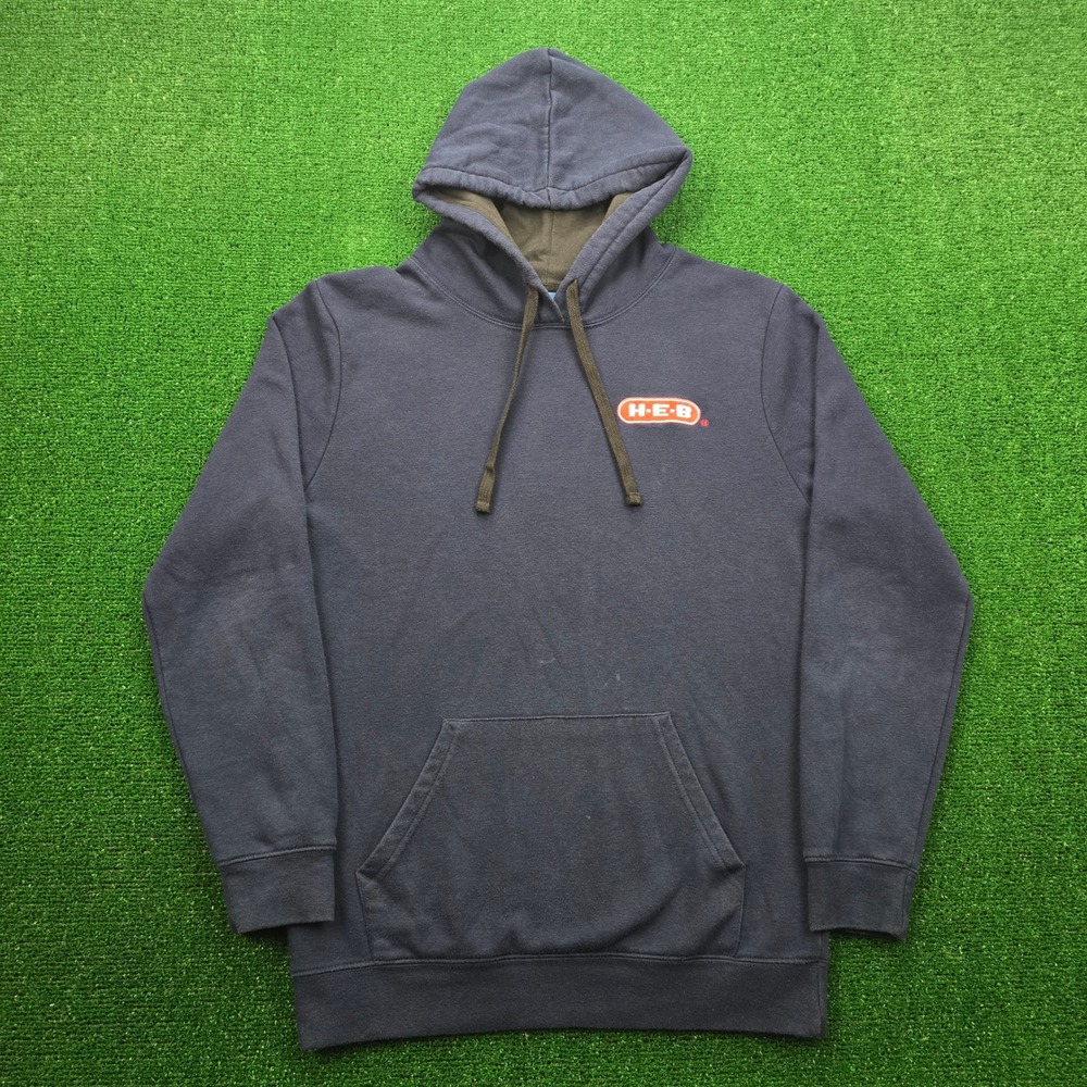 HEB Hoodie Sweatshirt Mens Medium‎ Blue Pullover Employee Uniform Work Wear